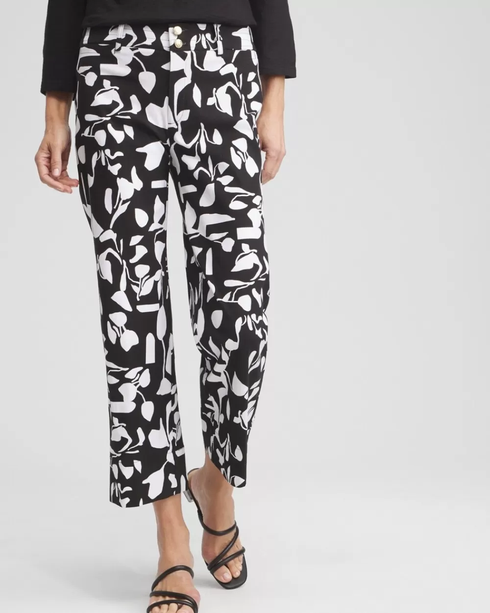 Fashion Abstract Print Trapunto Cropped Pants Pants