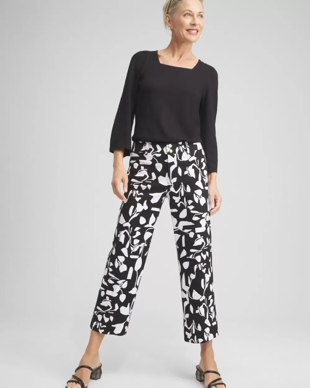 Fashion Abstract Print Trapunto Cropped Pants Pants