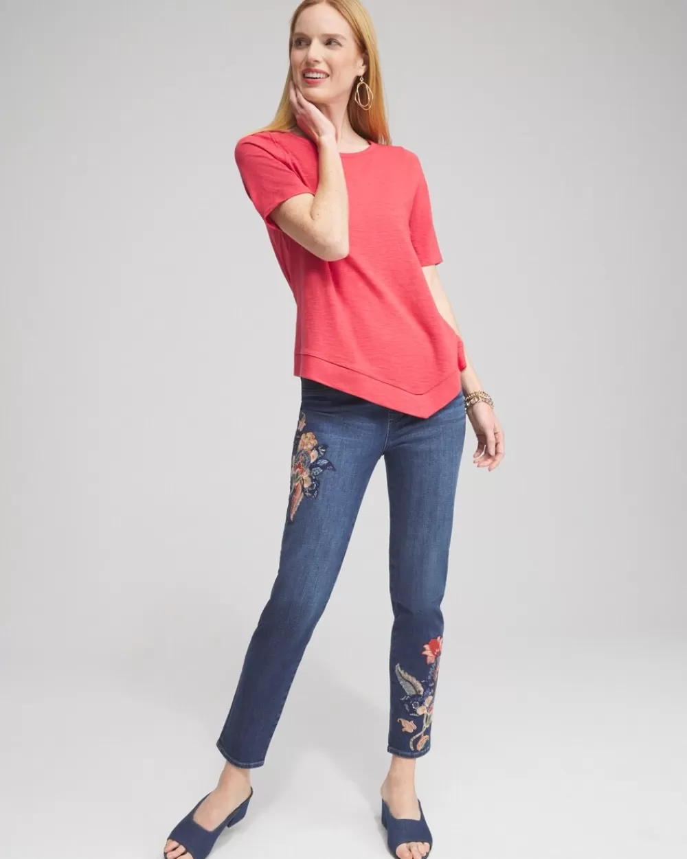 Fashion Asymmetrical Elbow Sleeve Tee Tops