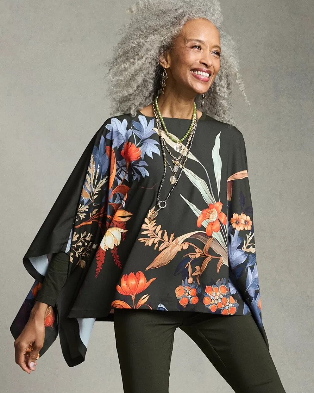 Cheap Autumn Floral Poncho Tops | Ponchos & Ruanas