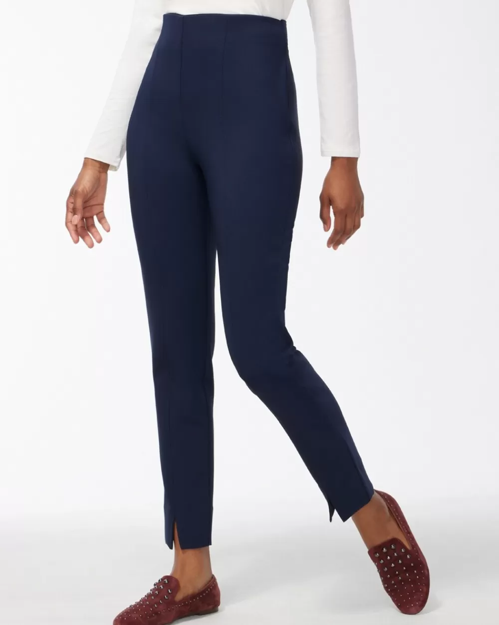 Online Bi-Stretch Front Seam Slit Ankle Pants Pants