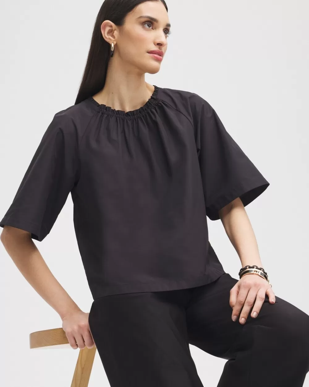 Cheap Label™ Smock Neck Blouse Tops