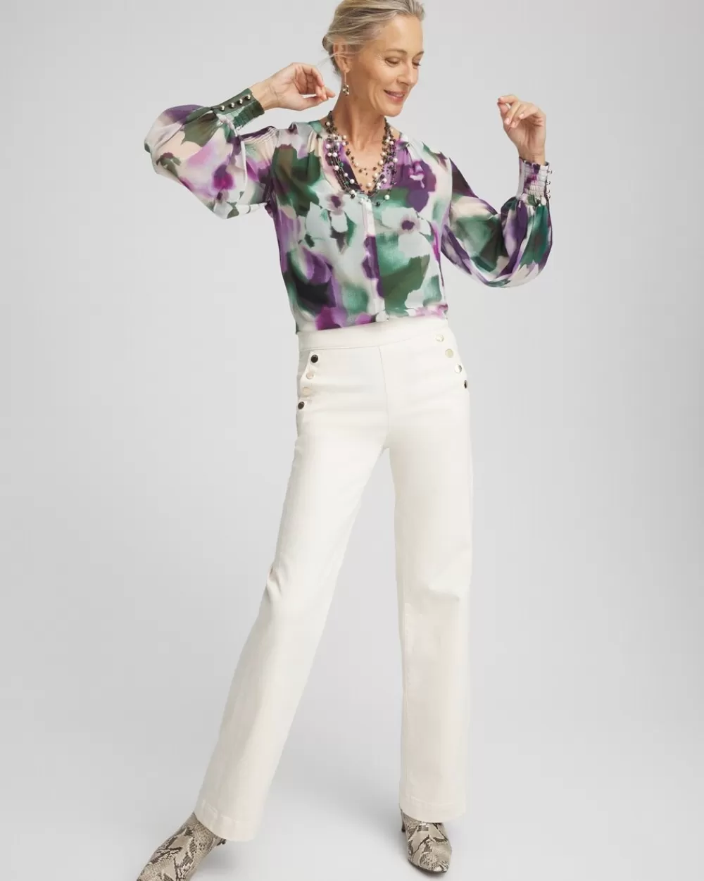 Sale Bloom Pintuck Sleeve Blouse Tops