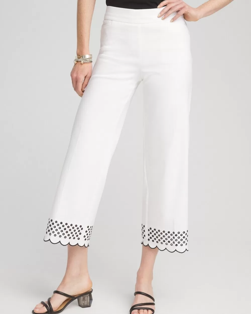 Discount Brigitte Embroidered Wide Leg Cropped Pants Pants