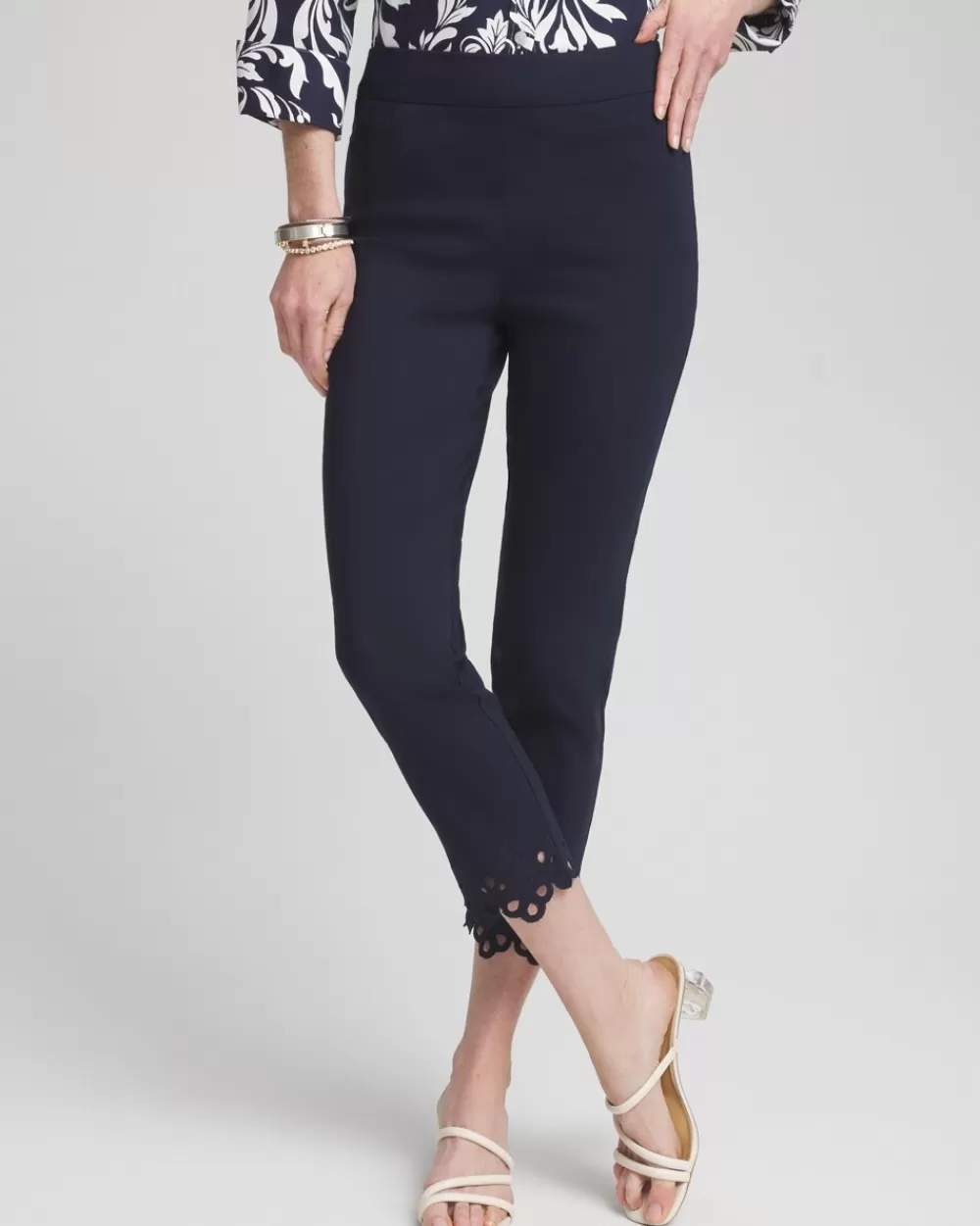 Online Brigitte Eyelet Hem Slim Cropped Pants Pants