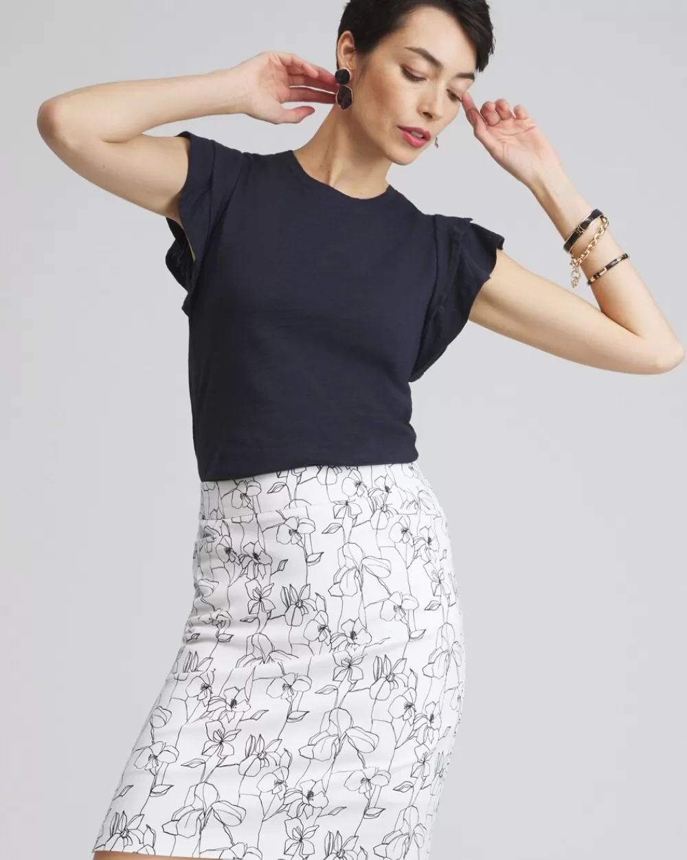 Discount Brigitte Pull-On Floral Skort Pants