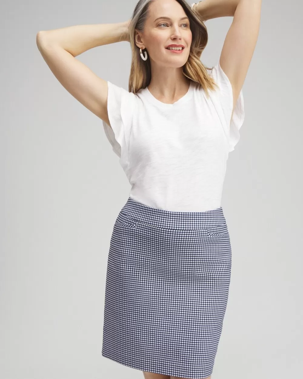 Hot Brigitte Pull-On Gingham Skort Pants