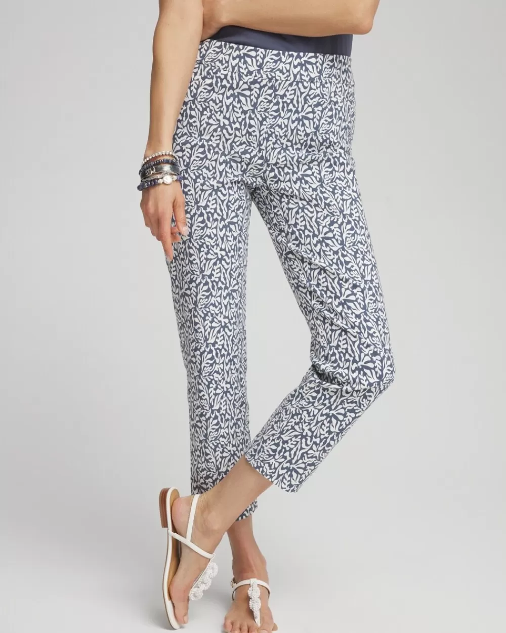 Flash Sale Brigitte Reef Print Slim Cropped Pants Pants