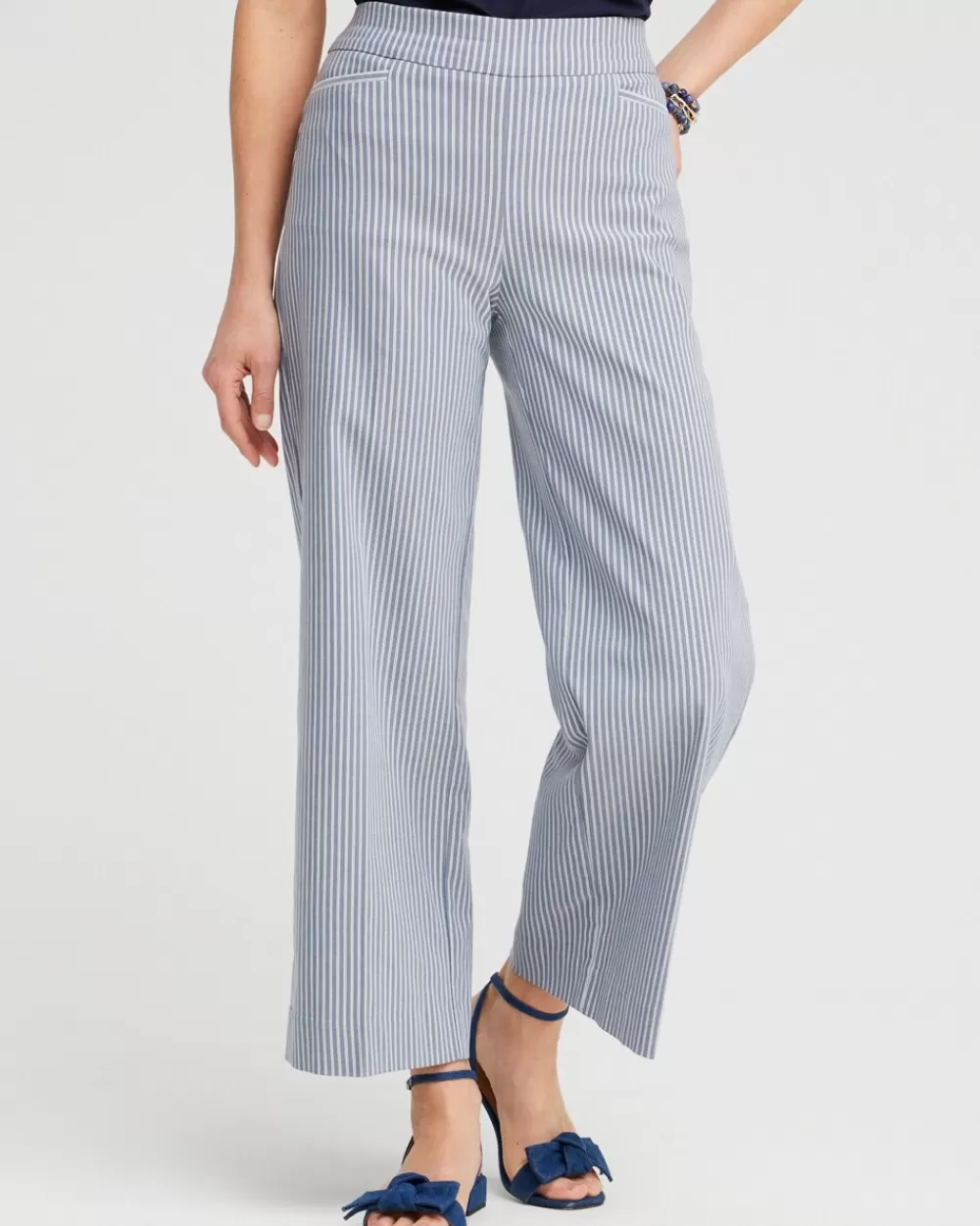 Clearance Brigitte Stripe Wide Leg Crops Pants