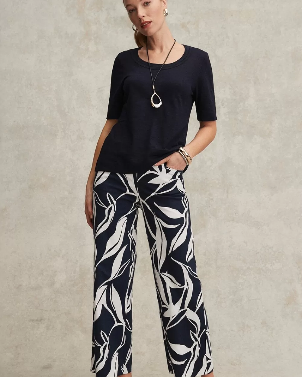 Shop Brigitte Swirl Wide Leg Cropped Pants Pants