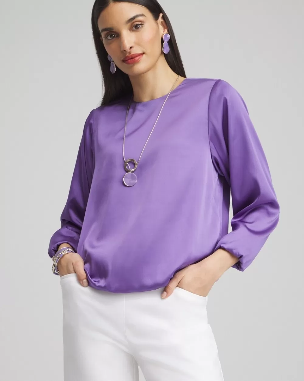 Store Bubble Hem Top Tops