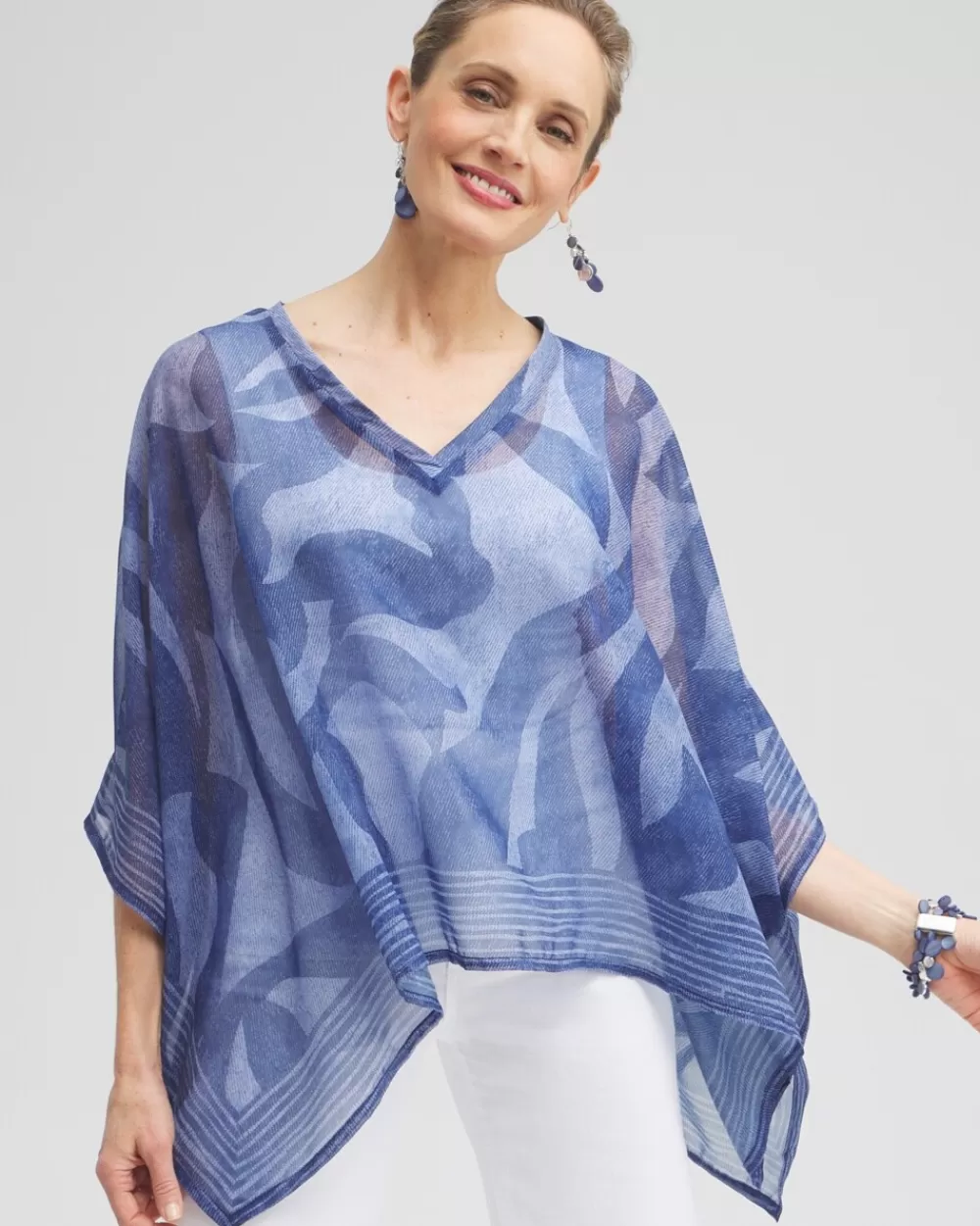 Shop Chiffon Cool Abstract Poncho Tops