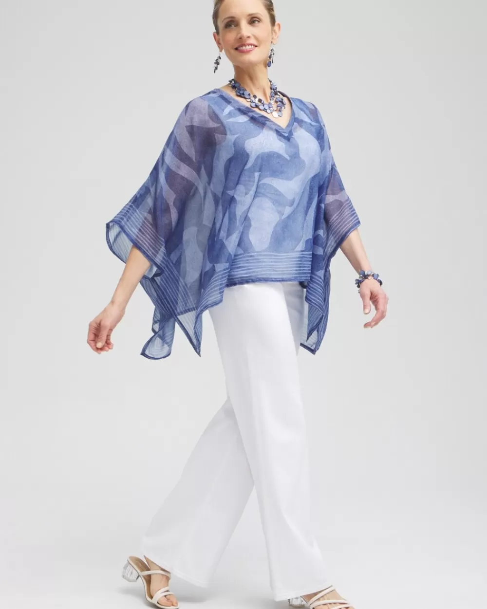 Shop Chiffon Cool Abstract Poncho Tops