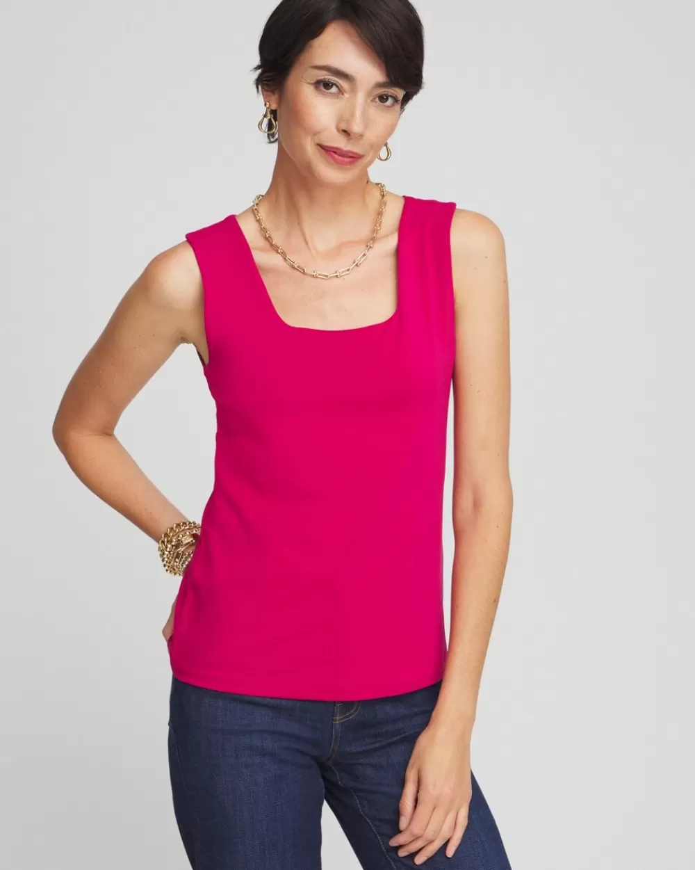 Clearance Contour Cotton™ Square Neck Tank Tops