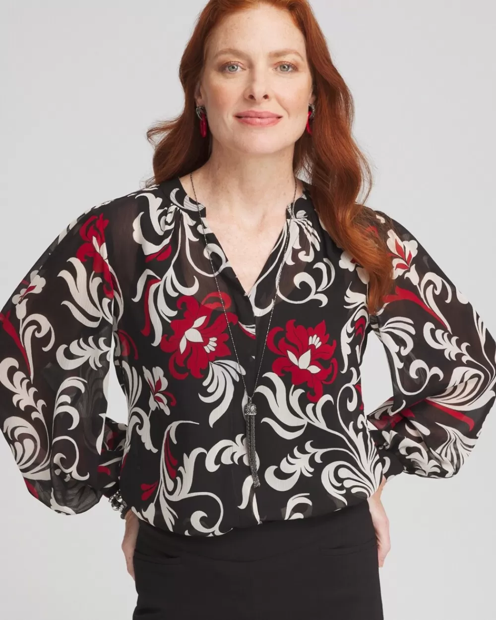 Outlet Crinkle Chiffon Floral Blouse Tops | Blouses & Shirts