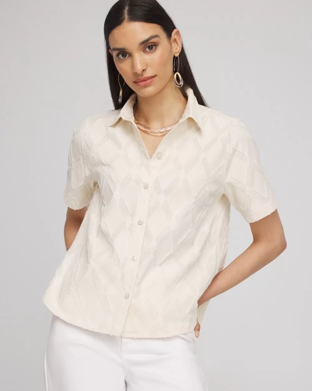 Cheap Diamond Jacquard Shirt Tops