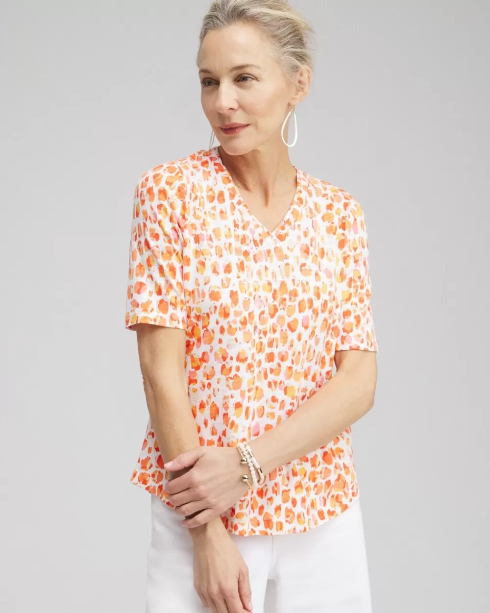 Best Sale Dots Elbow Sleeve A-line Tee Tops