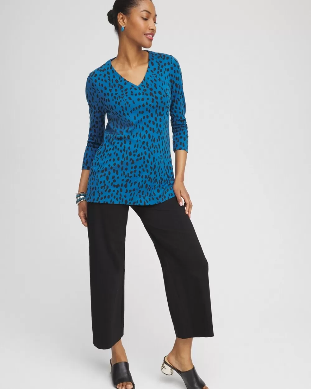 Fashion Dots V-neck Tunic Tops