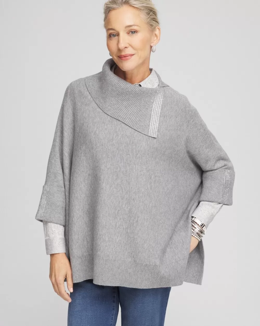 Best Sale Embellished Cashmere Blend Poncho Ponchos & Ruanas | Cold Weather Accessories