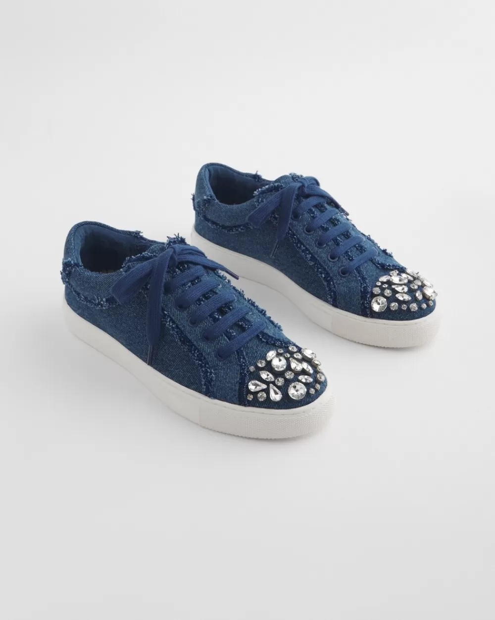 Store Embellished Denim Sneakers Shoes