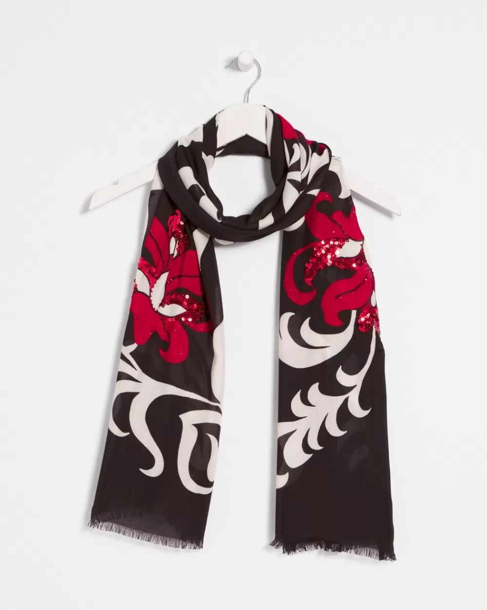 Hot Embellished Floral Scarf Scarves