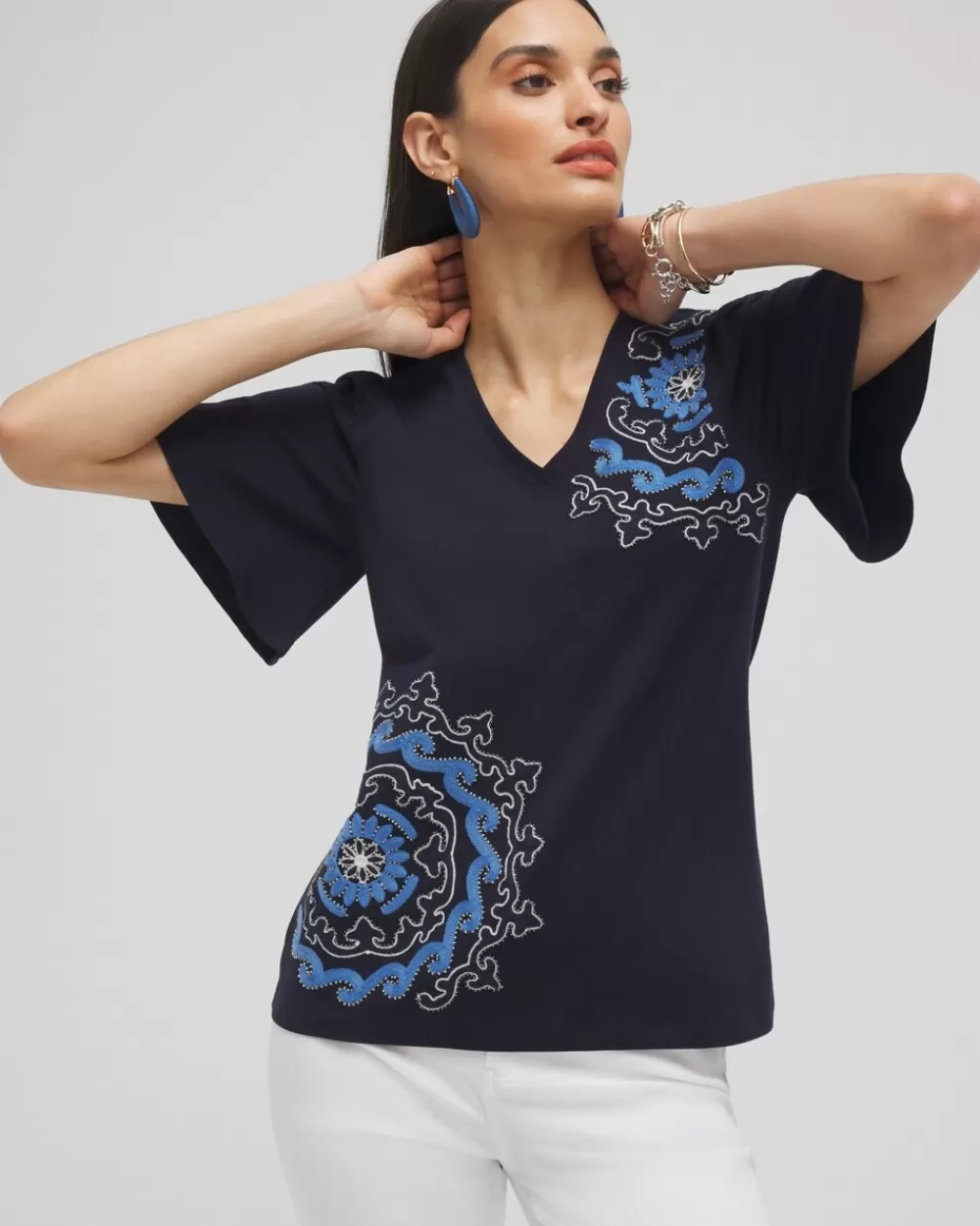 Sale Embellished Flutter Sleeve Tee Tops