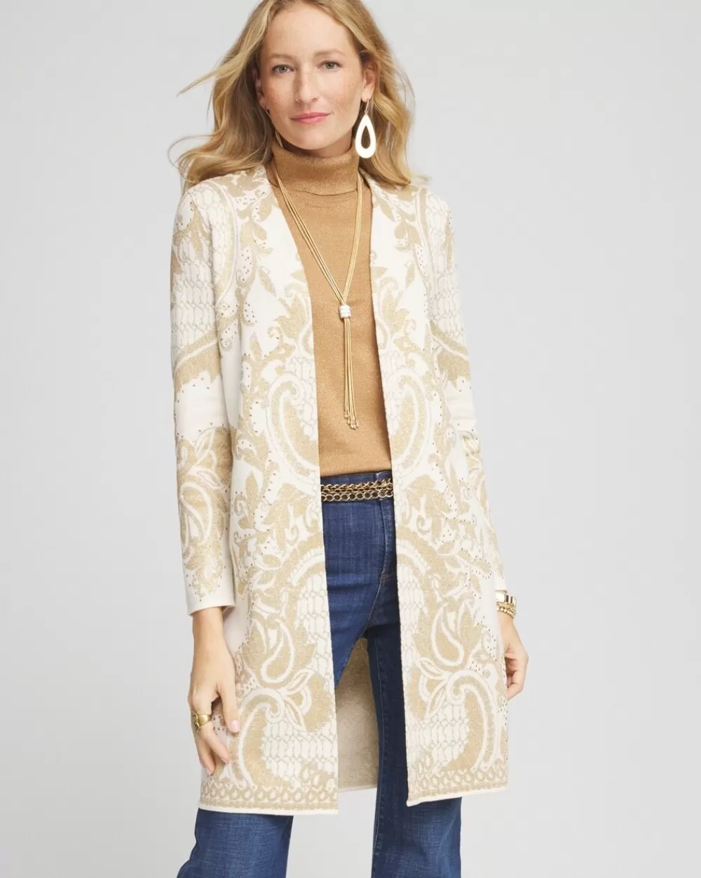 Flash Sale Embellished Jacquard Cardigan Sweaters