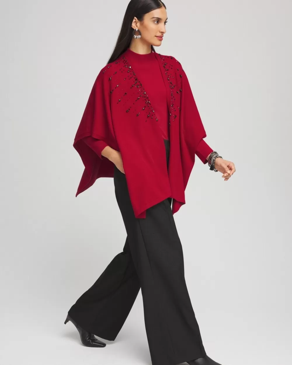 Flash Sale Embellished Knit Ruana Matching Sets | Ponchos & Ruanas