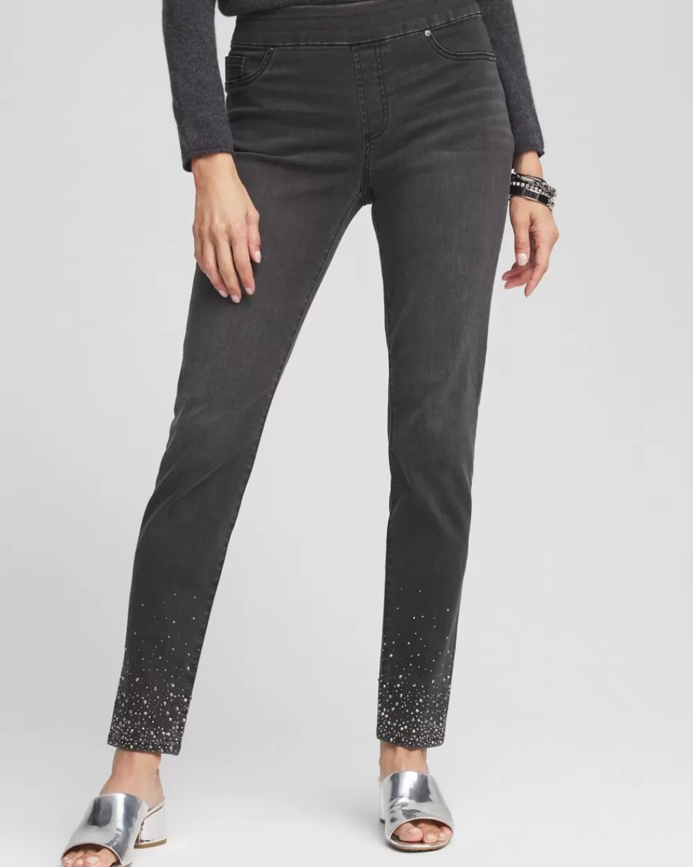 Cheap Embellished Pull-On Ankle Jeggings Jeans & Denim