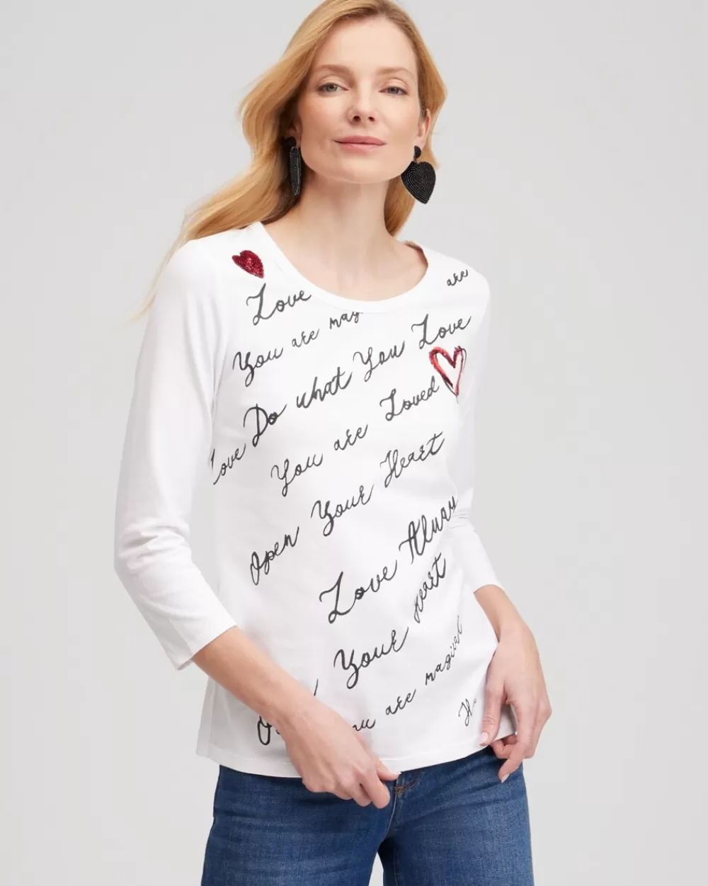 Fashion Embroidered Love Note Tee Tops