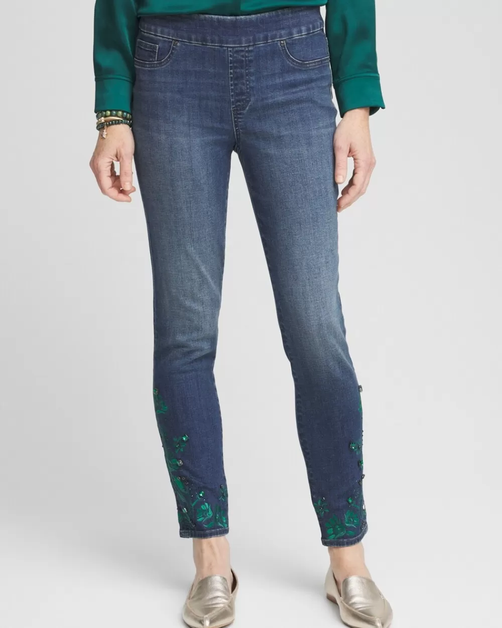 Shop Emerald Jewel Pull-On Ankle Jeggings Jeans & Denim