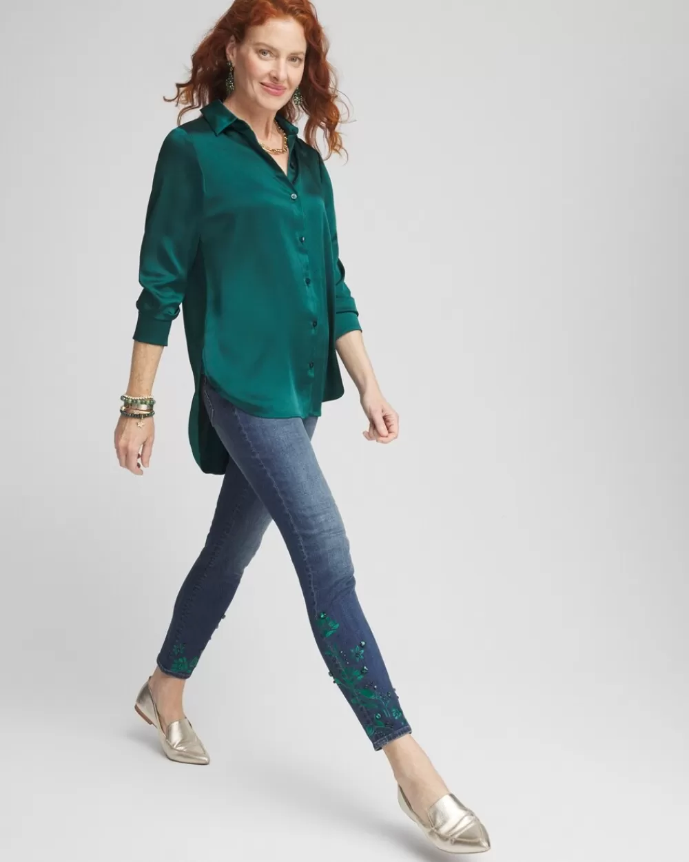 Shop Emerald Jewel Pull-On Ankle Jeggings Jeans & Denim