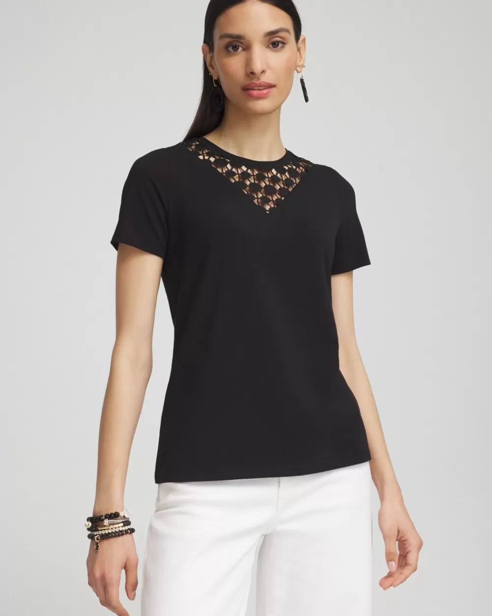 Flash Sale Eyelet Detail Top Tops