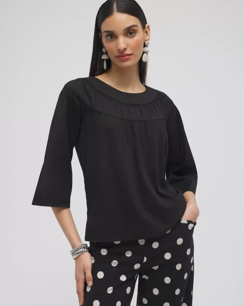 Store Eyelet Trim Top Tops