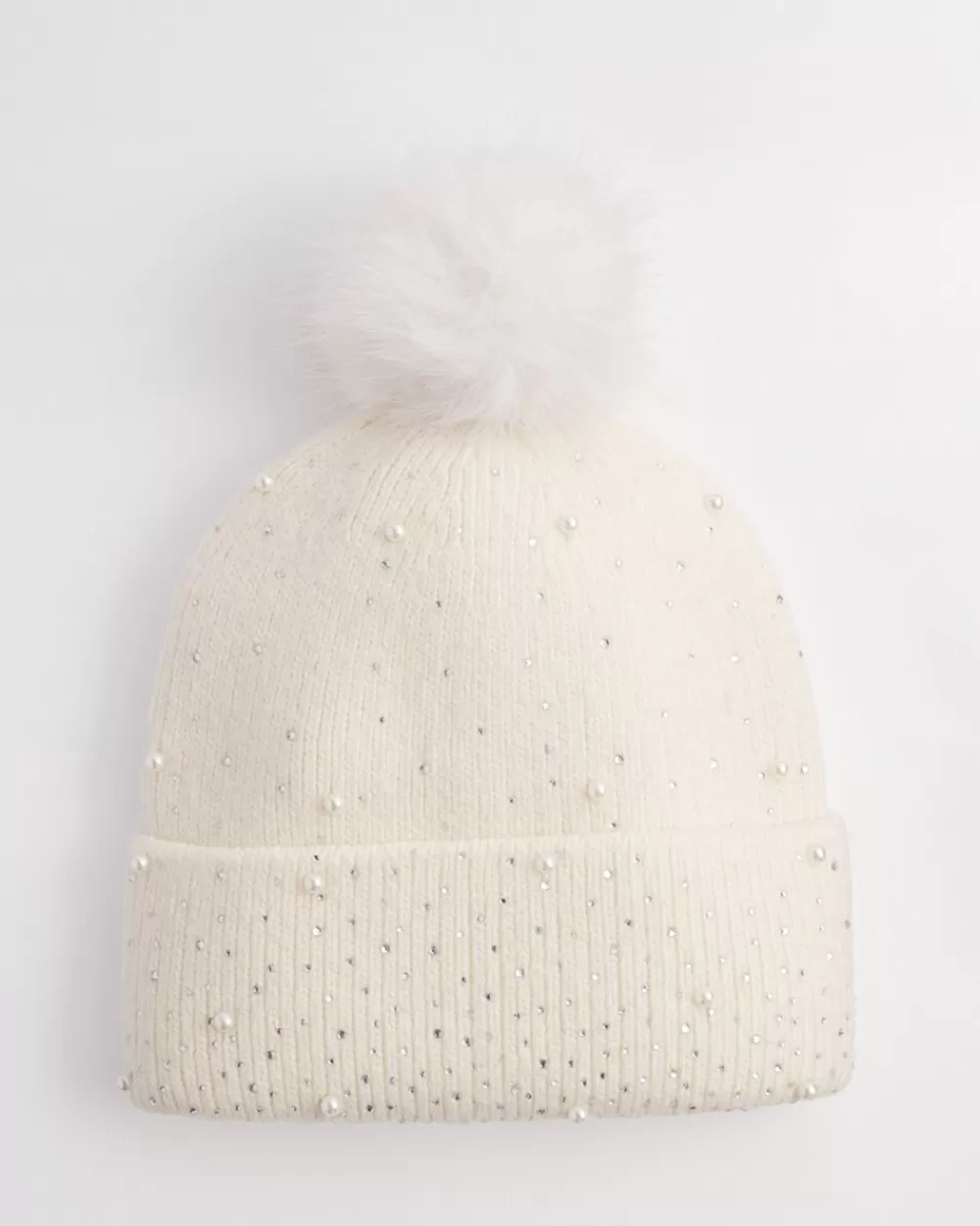 Discount Faux Pearl Cashmere Blend Pom Pom Hat Cold Weather Accessories | Hats