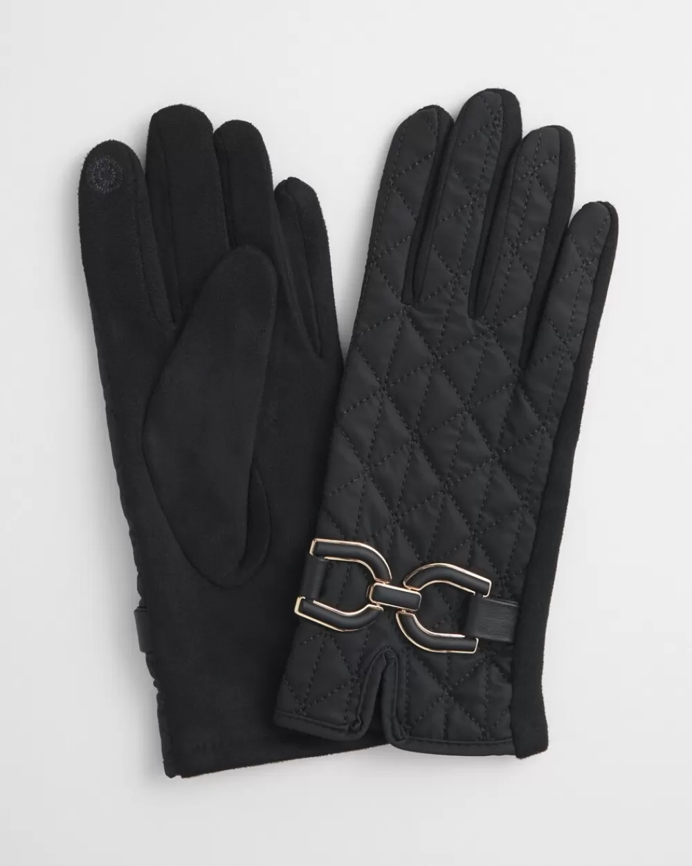 Online Faux Suede Quilted Gloves Cold Weather Accessories