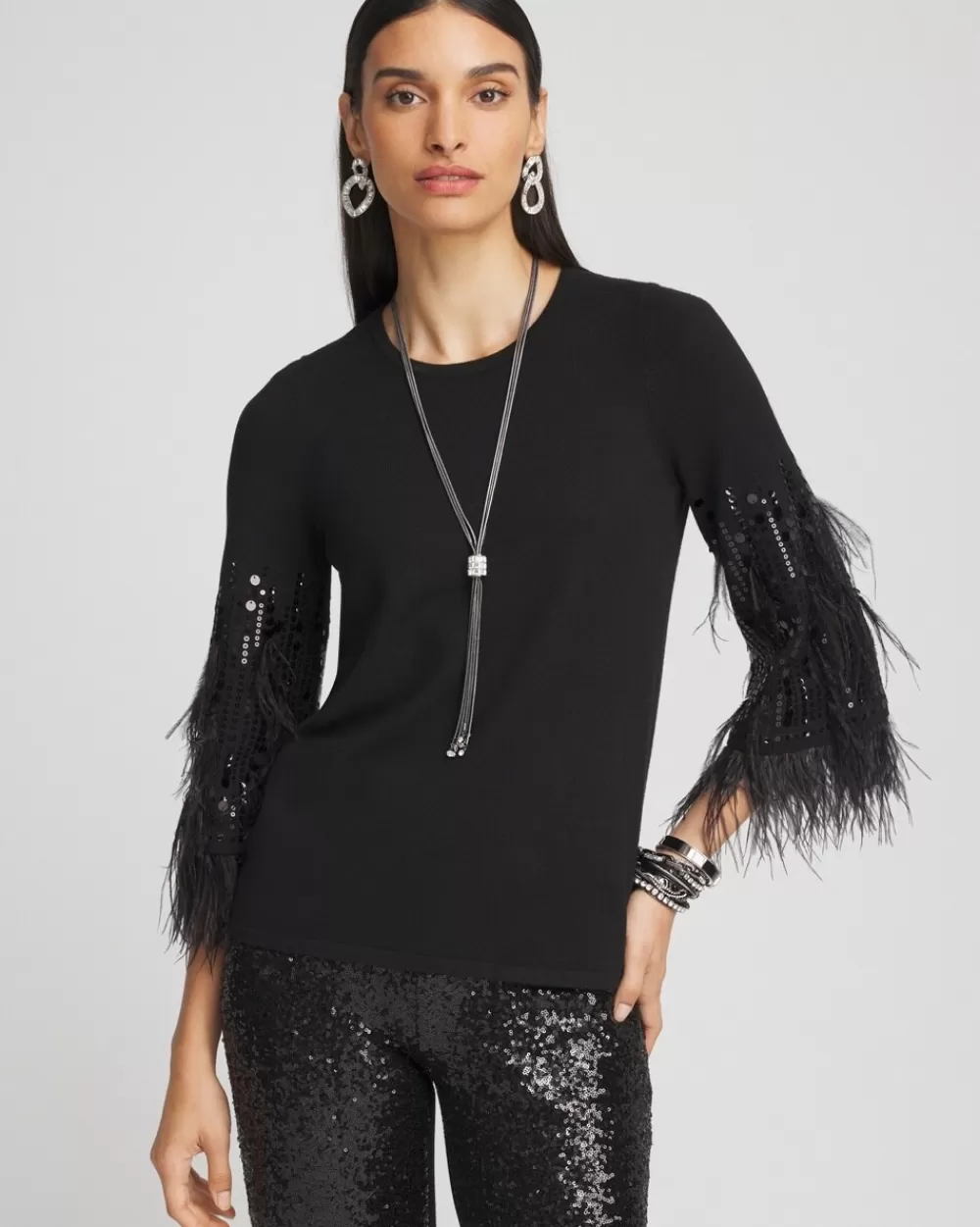 Cheap Feather Sequin Pullover Sweater Sweaters | Matching Sets