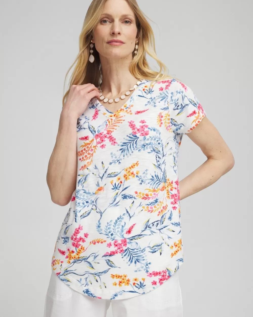 Best Sale Floral Cap Sleeve Tee Tops