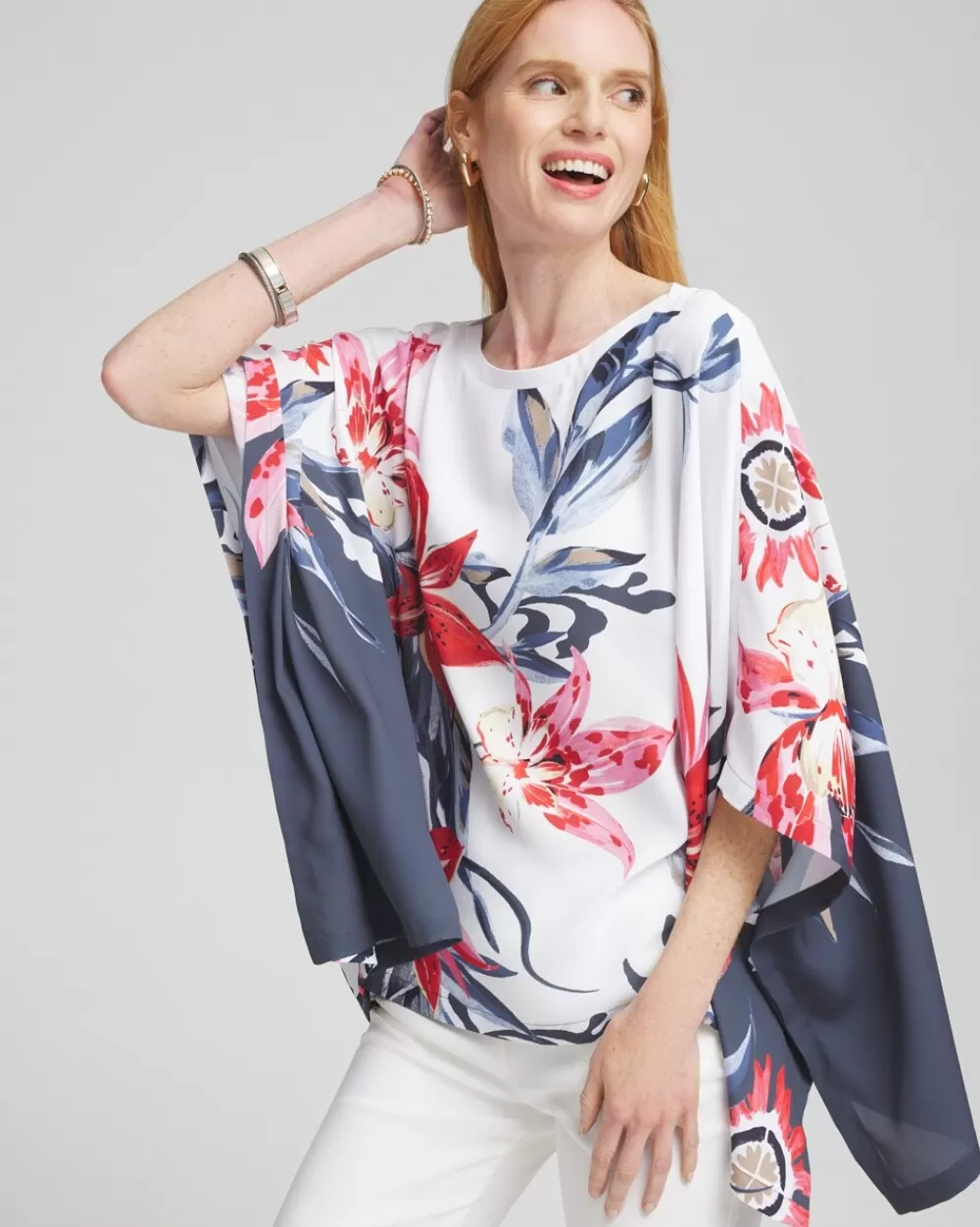 Store Floral Poncho Tops