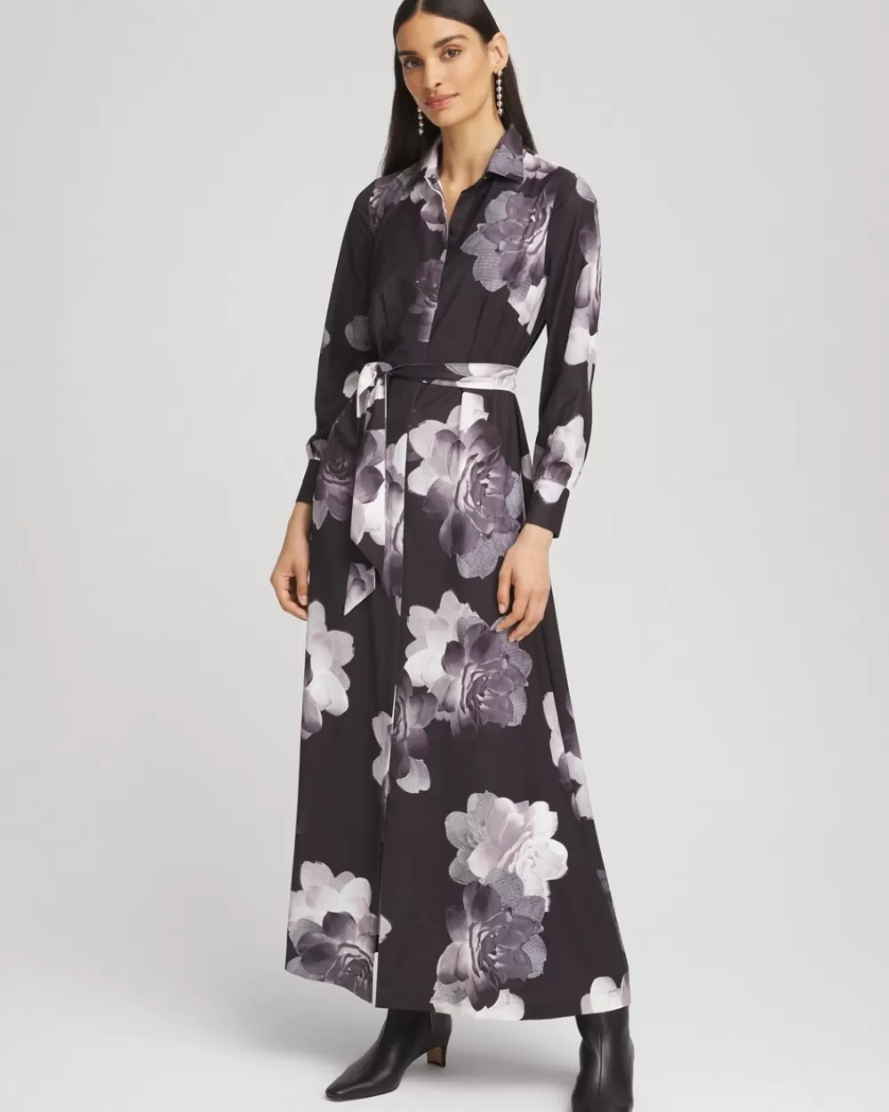 Sale Floral Print Maxi Shirt Dress Dresses