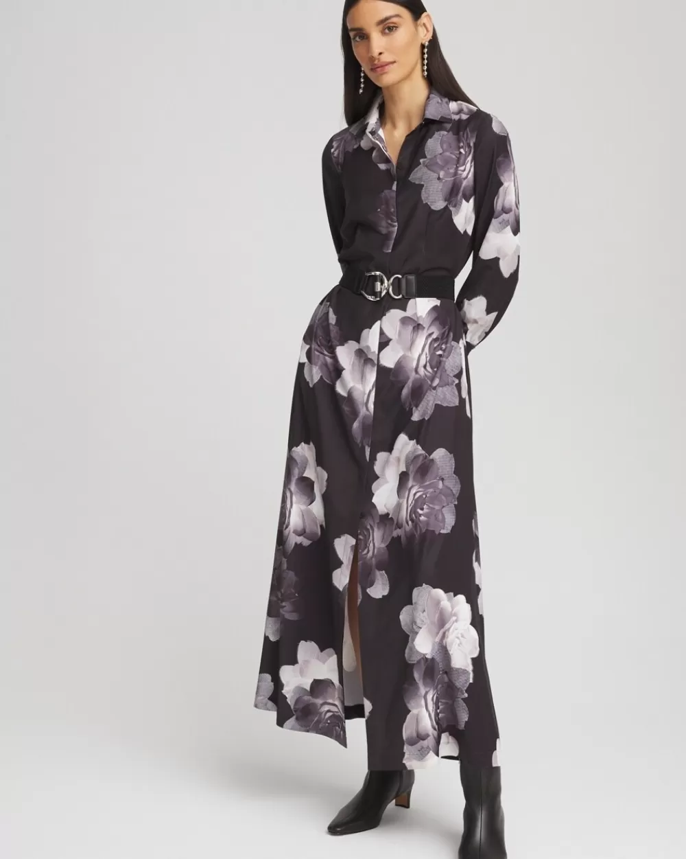 Sale Floral Print Maxi Shirt Dress Dresses