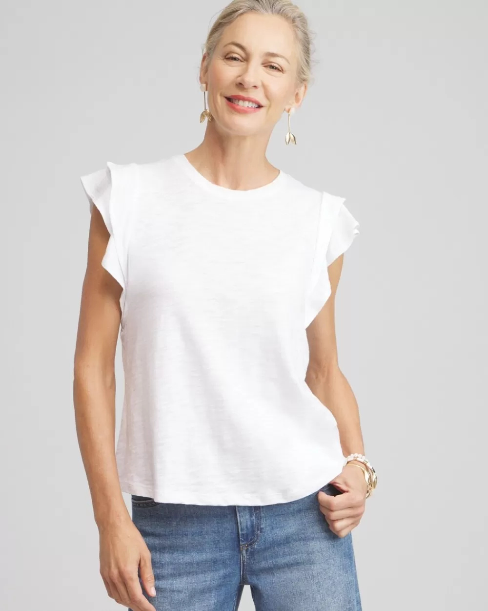 Outlet Flutter Cap Sleeve Tee Tops