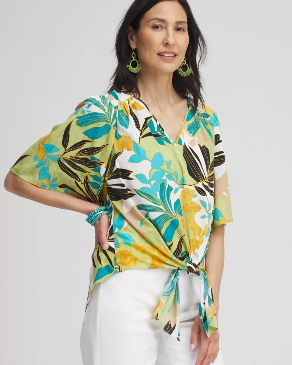 Hot Flutter Sleeve Tie-Front Top Tops