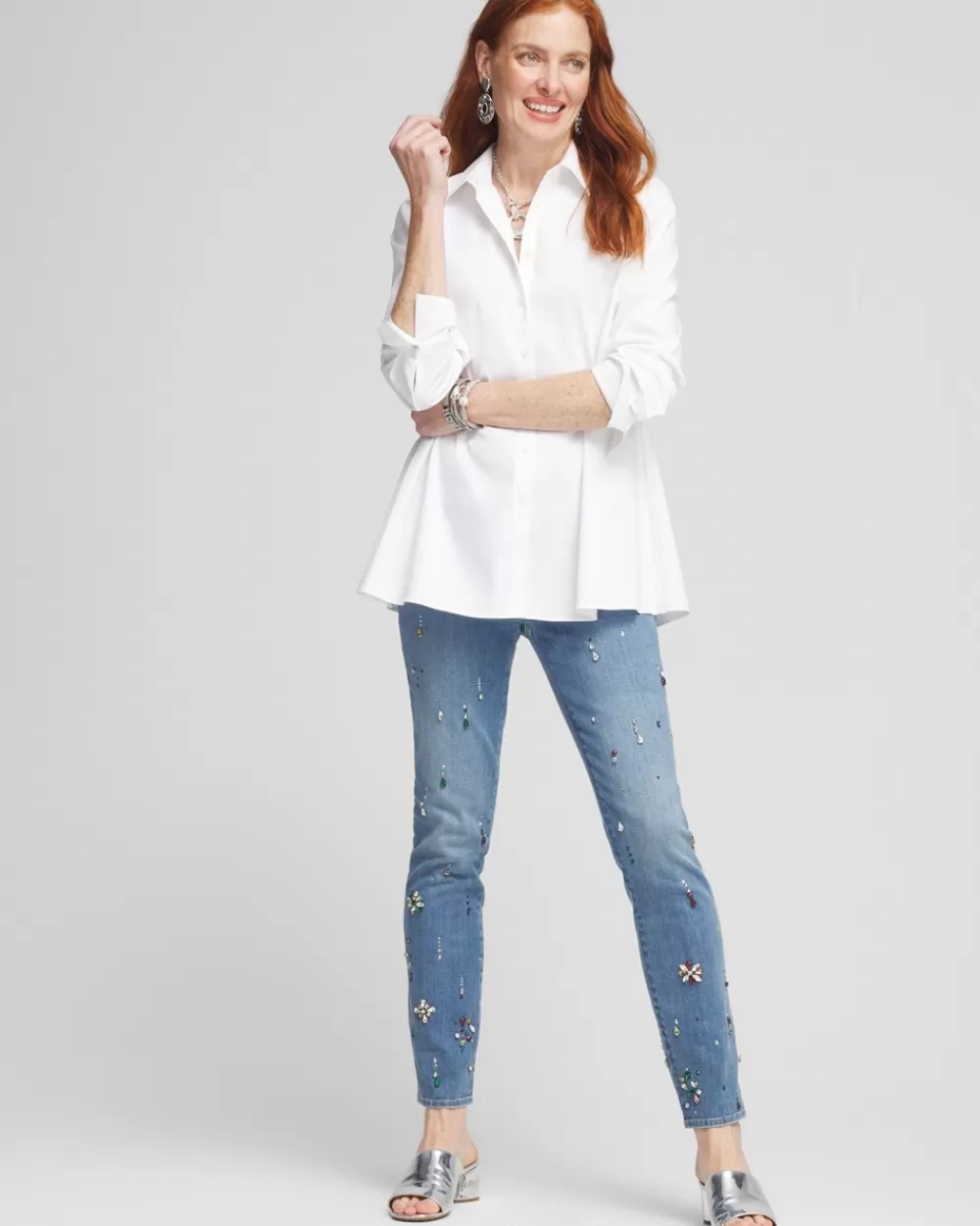 Clearance Girlfriend Embellished Ankle Jeans Jeans & Denim