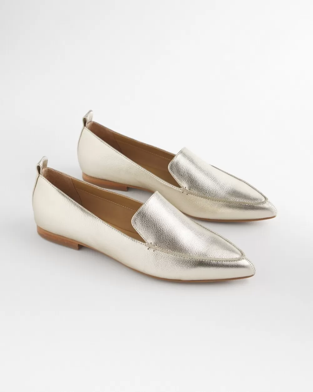 New Metallic Leather Loafer Shoes