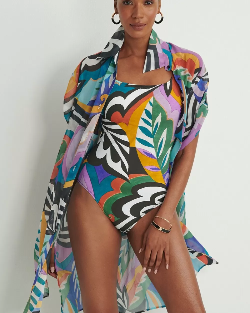 Outlet Gottex Button Down Coverup Swim