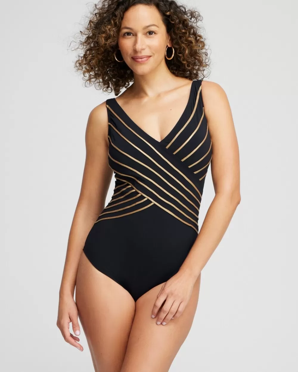 Fashion Gottex V-neck One Piece Swimsuit Swim