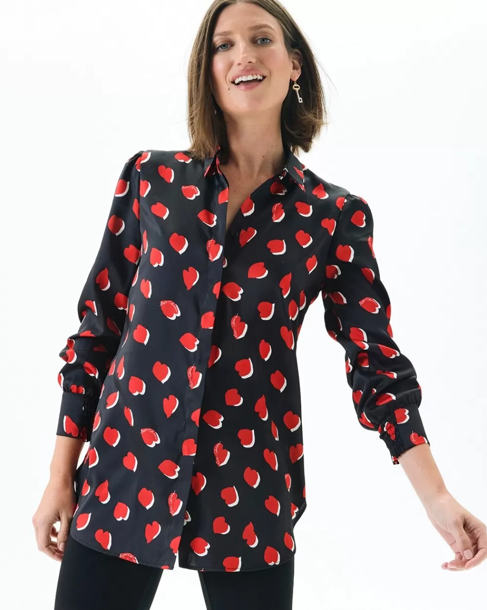 Shop Heart Print Tunic Tops