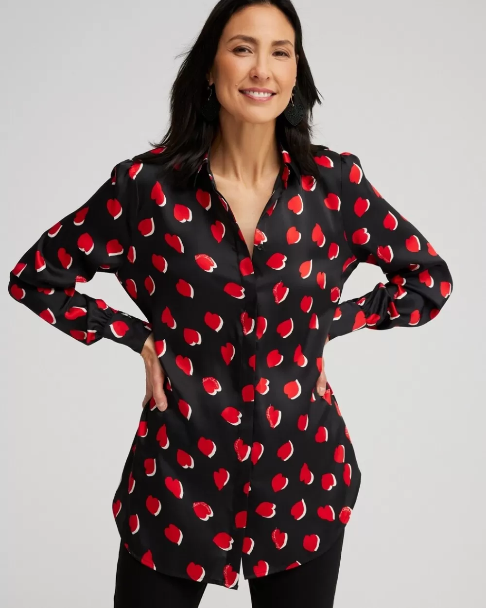 Shop Heart Print Tunic Tops