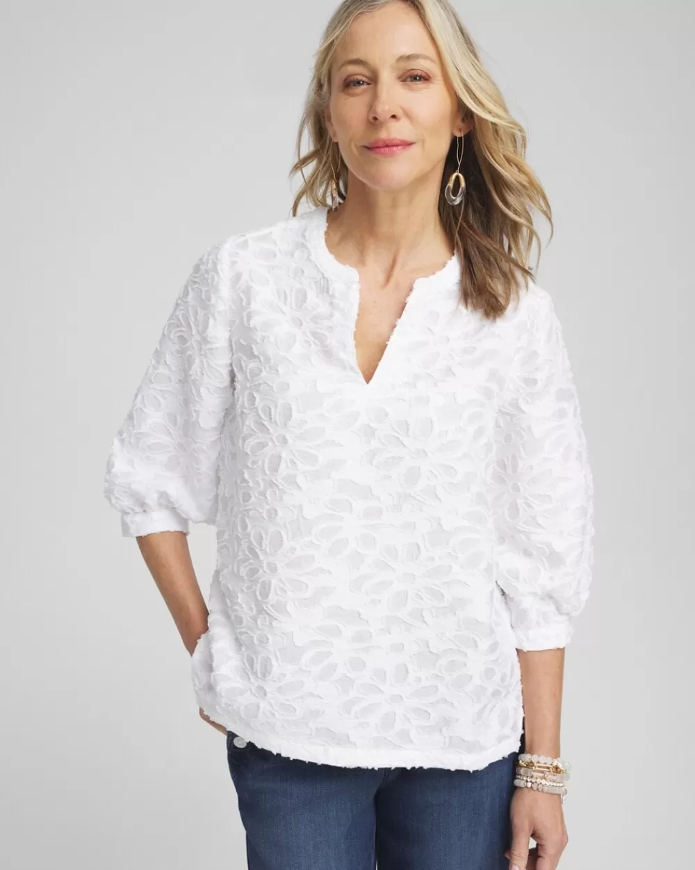 Flash Sale Jacquard Peasant Top Tops